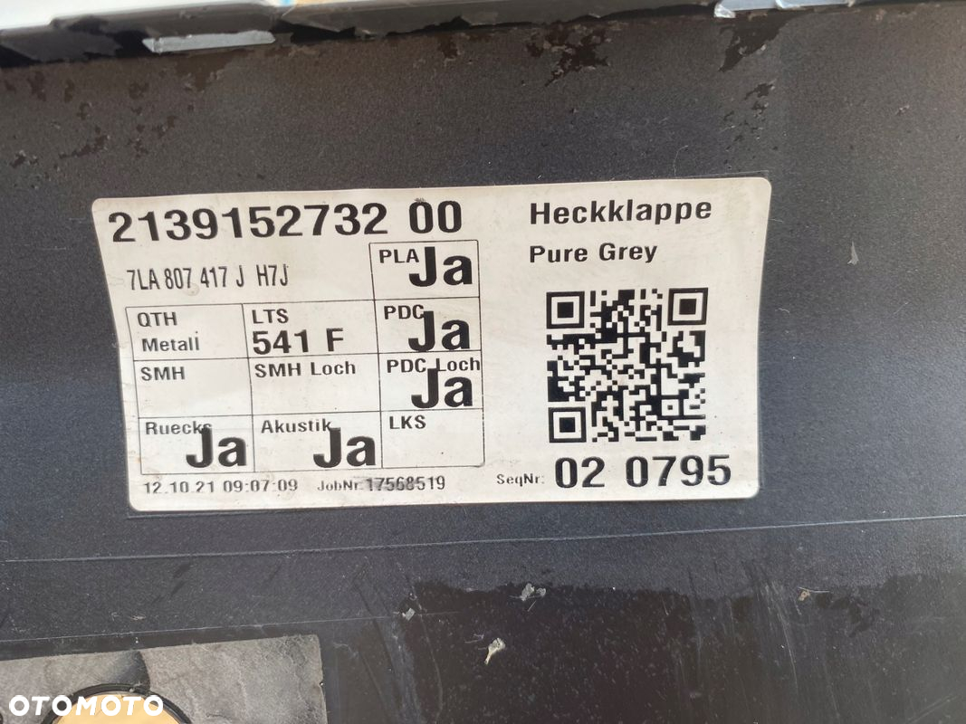 VW Transporter T6 15-zderzak tylny tył PDC PURE GREY wersja z KLAPĄ ORYG. - 12