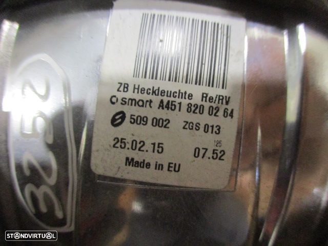 Farol Tras A4518200264 SMART  FORTWO 2 451 2008 1.0I 60CV 3P BRANCO DRT ORIGINAL - 3