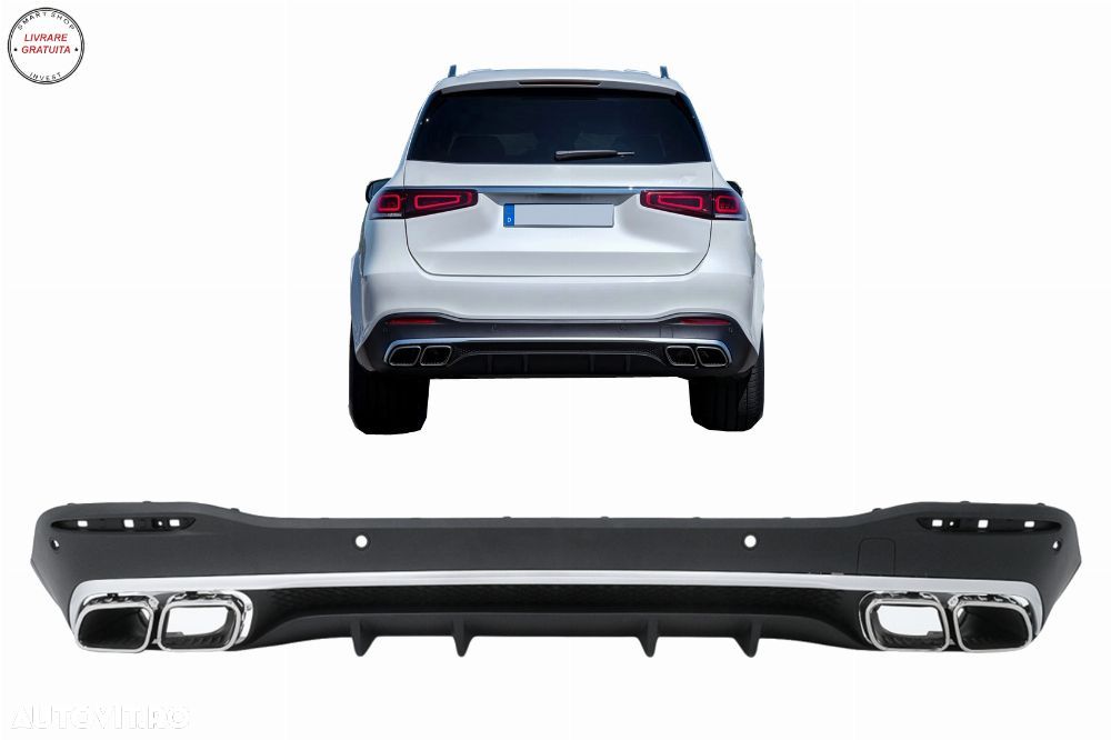 Difuzor Bara Spate cu Ornamente Evacuare Mercedes GLS Class X167 (2019-up) GLS63 D- livrare gratuita - 1