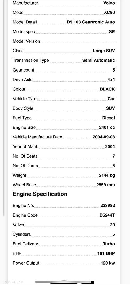 Silnik kompletny Volvo Xc90 2.4 D5244T 163 konie film video 2004 - 12