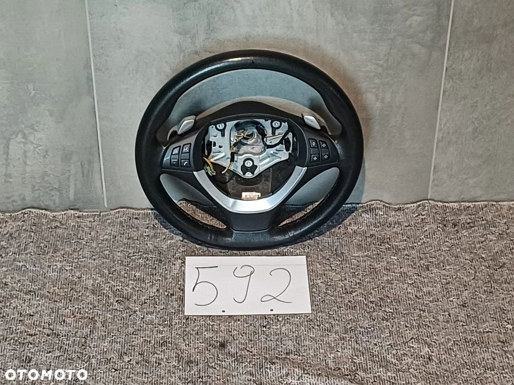 NR 592 Kierownica multifunkcja BMW X6 E72 E71 skóra łopatki 9149030 - 1