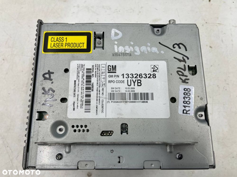 Radio Opel Insignia A 08-17r tuner CD 300 czytnik płyt panel sterowania wyświetlacz komplet 13326328 - 13