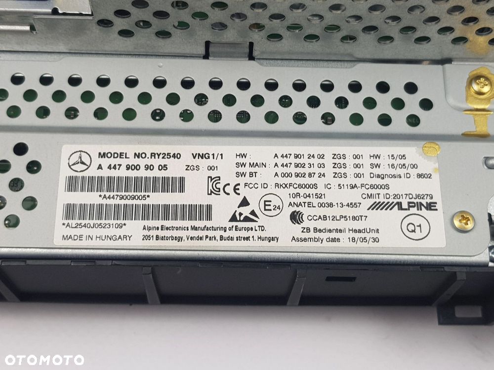 Wyświetlacz Ekran Radio Nawigacja Mercedes w447 V-klasa Vito A4479009005 - 7