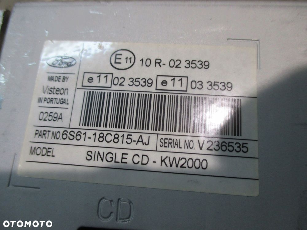 RADIO SINGLE CD-KW2000 FORD FOCUS MK2 C-MAX FIESTA MK6 LIFT 6S61-18C815-AJ - 4