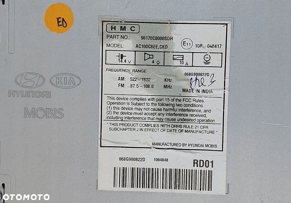 radio cd zestaw głośnomówiący hyundai i20 ii 14-18r 96170-c8000 - 10