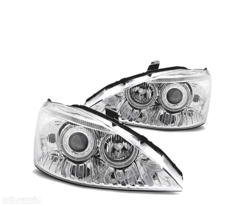FARÓIS ANGEL EYES FORD FOCUS 01-04 CHROME CROMADO - 1