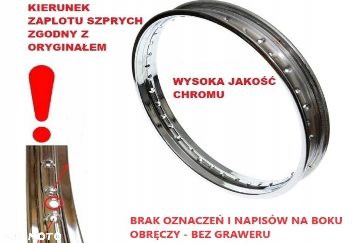 FELGA SZPRYCHY CHROMOWANE WSK DO WSKI 125 175 BEZ GRAWERU DELUX KOMPLET - 2