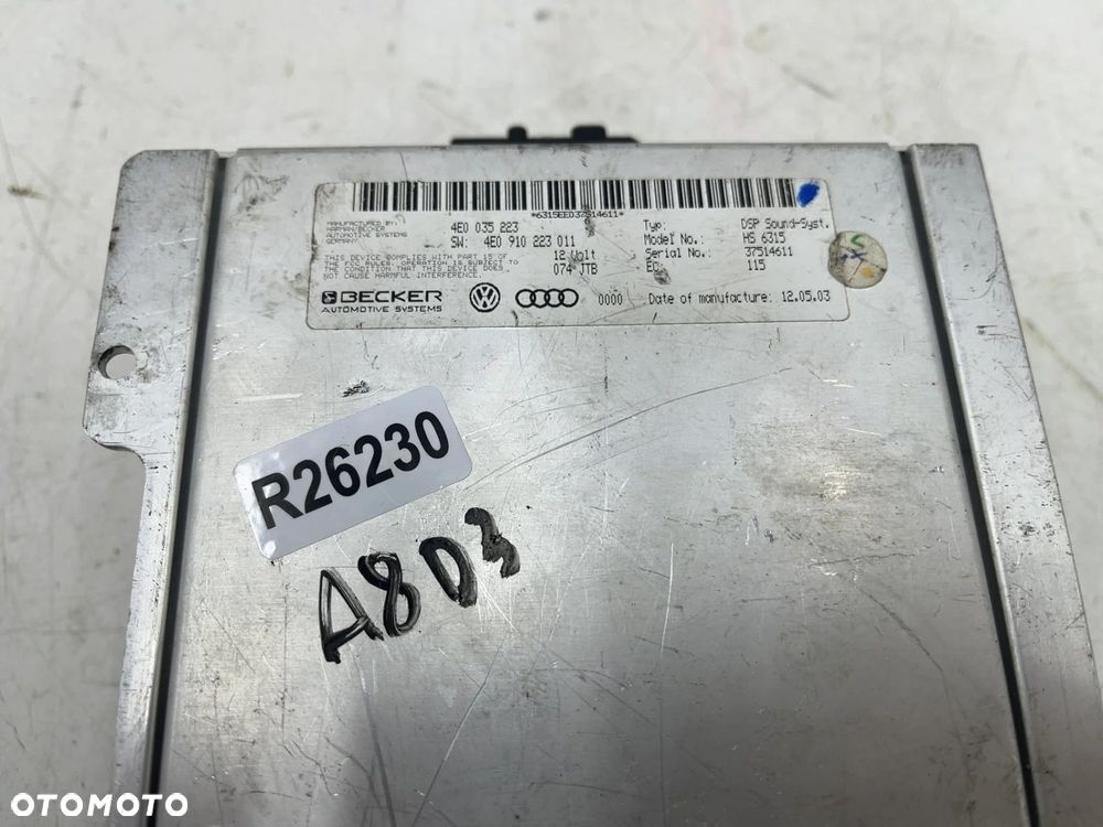 Wzmacniacz antenowy Audi A8 D3 02-10r. moduł radia becker 4e0035223 - 7