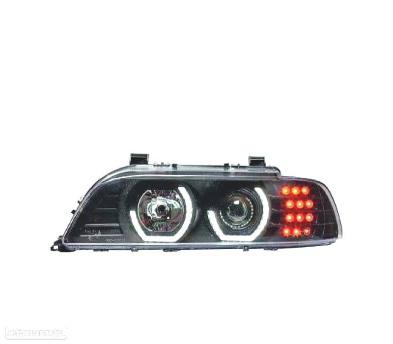 FARÓIS BMW E39 ANGEL EYES 3D CCFL + LED - 1