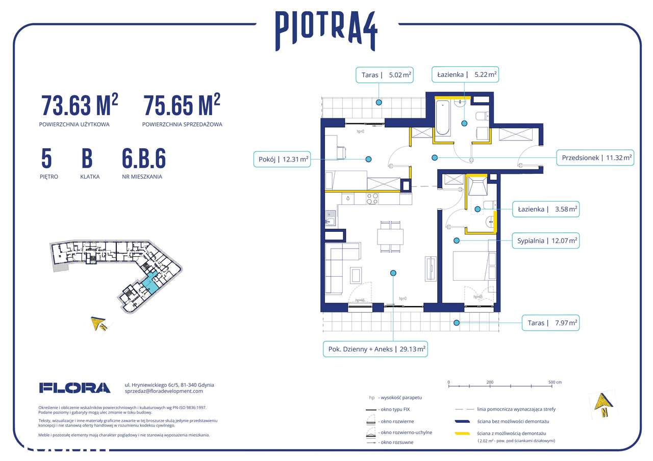 3-pokojowe mieszkanie 73m2 + 2 tarasy - Pełny obrazek: 2/11