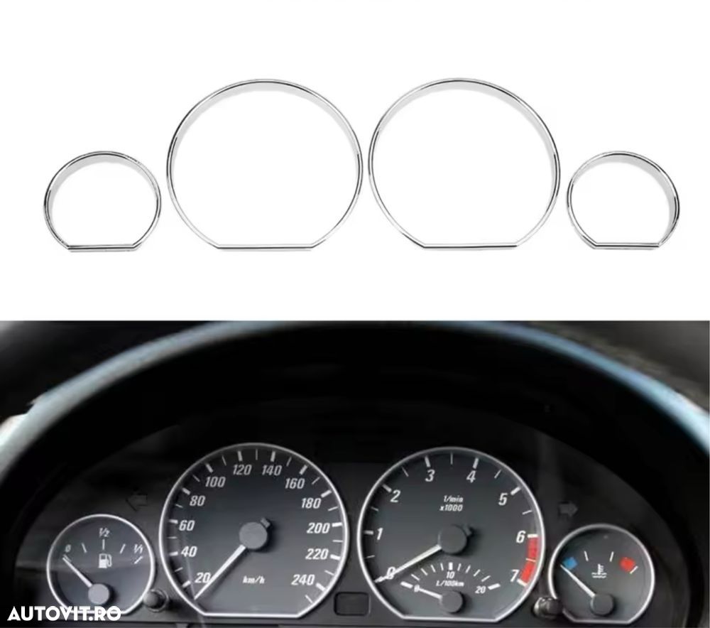 Inele Ornamente Ceasuri Crom Rama Bord Bmw Seria 3 E46 1998- - 1