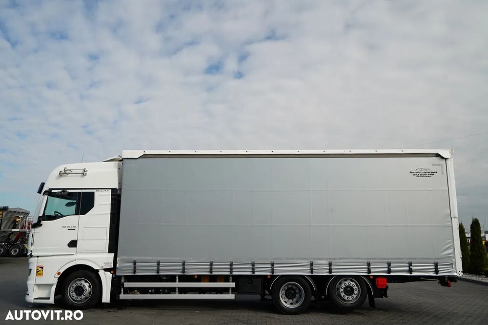 MAN TGX 26.470 / 6x2 / CORTINĂ / SOLO / 6x2 / 120 m3 / PUNȚĂ RIDICATĂ / I-PARK COOL / BALANȚĂ PODEA / - 3