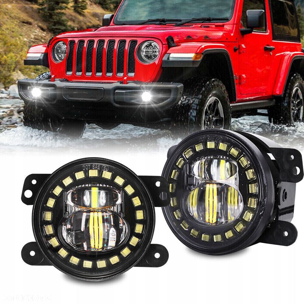 Lampy LED przeciwmgielne 4" cale z DRL do zderzaka Wrangler JL JK 2007 - 1