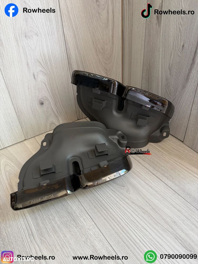 Ornamente tobe Tips evacuare Mercedes AMG S class E class C class W222 W212 W218 W205 W223 black chrome - 5