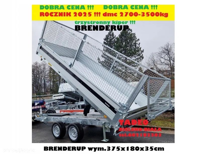 Brenderup TT5375ATB 3500kg KIPER 3-str 375x180 FULL WYPOSAŻENIE - 1