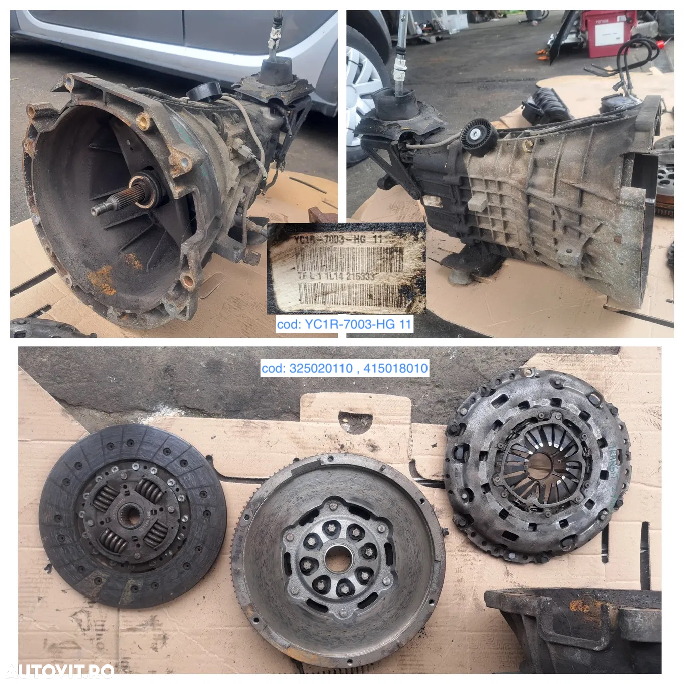 Cutie de viteze pompa injectie kit ambreiaj motor H9FA turbina turbosuflanta galerie evacuare buson ulei cu gat tubulatura admisie conducte motorina ford transit 2,4 tdci euro 3 diesel 2000 - 2006 - 2