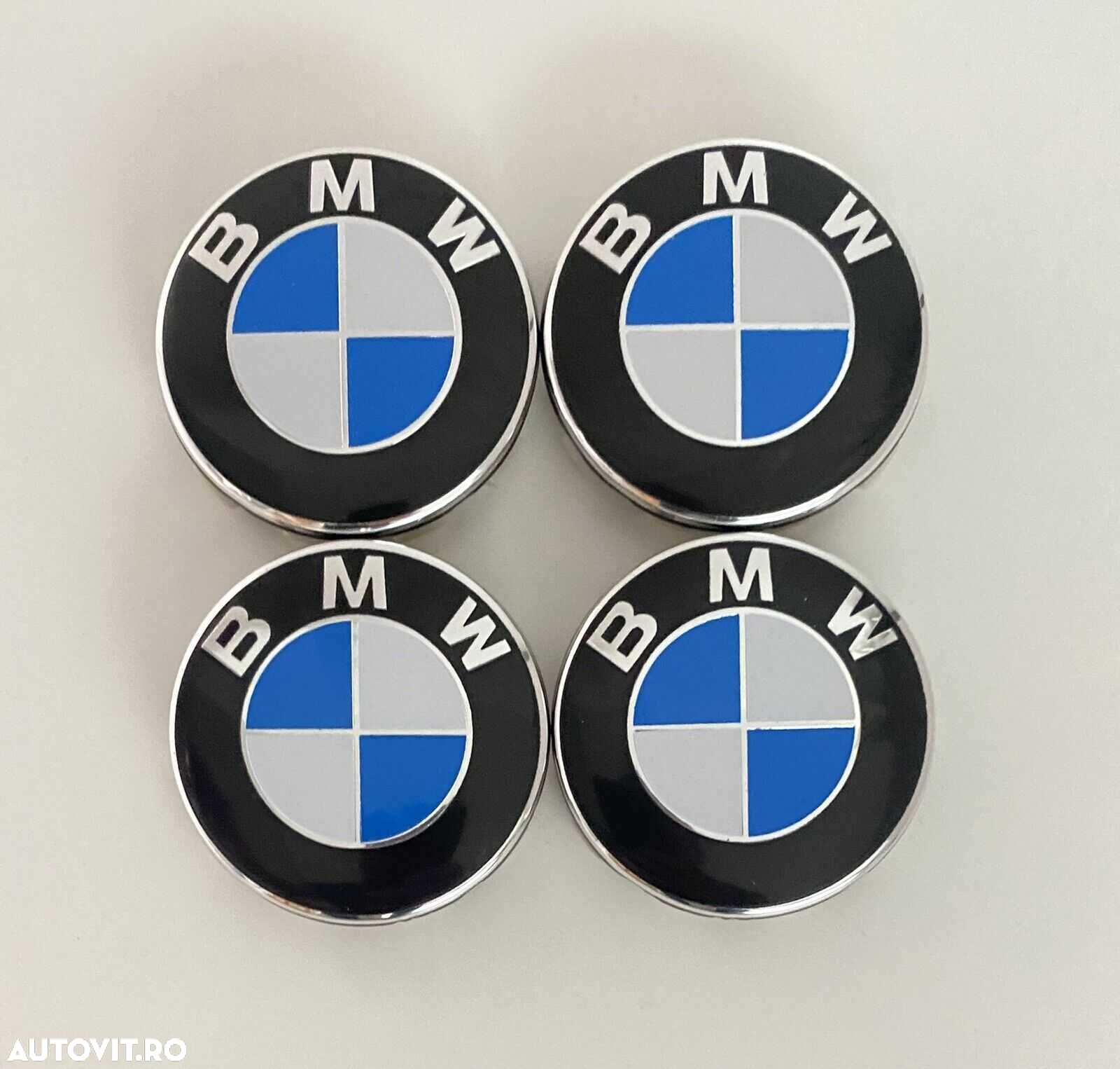 Capace Roti Sigle Embleme Jante BMW ALB NEGRU / Full Negru 56MM/68MM - 6
