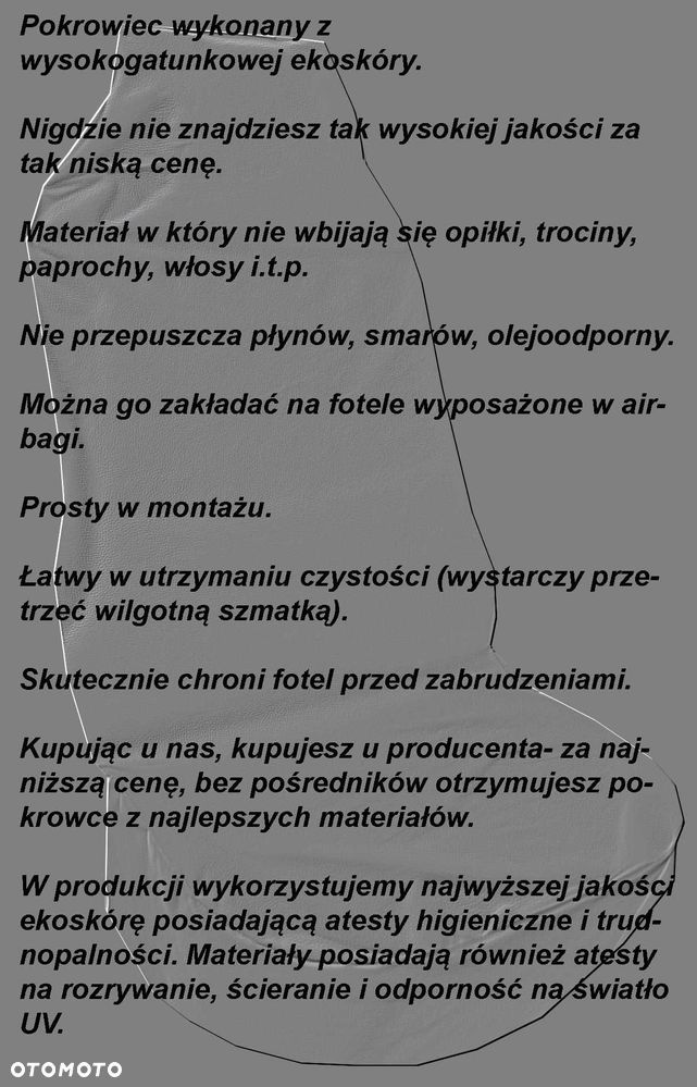 Pokrowiec ochronny warsztatowy na Fotel do samochodu Ekoskóra Czarny - 6