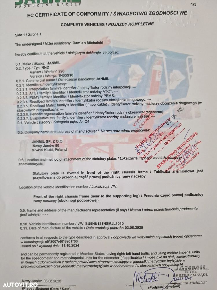 Janmil 3 axe, extensii laterale si lemne, rampe duble 58900 EUR+Tva, axe SAF, picioare sprijin, obloane gat lebada, axa viraatoare spate, produsa in Polonia, latime 2,55m, posibilitate leaing 5 ani-PROMOTIE 58900 EUR+tva - 20