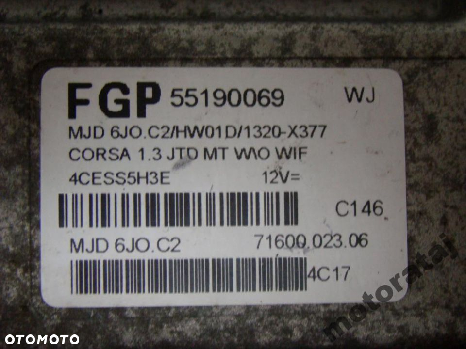 KOMPUTER OPEL CORSA 1.3 CDTI 55190069 WJ MJD6JO.C2 - 2