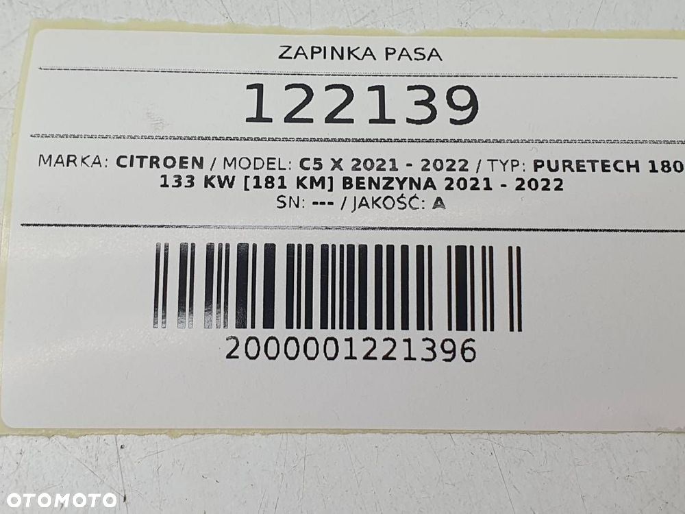 ZAPINKA KLAMRA PASA CITROEN C5 X 647866900B - 8