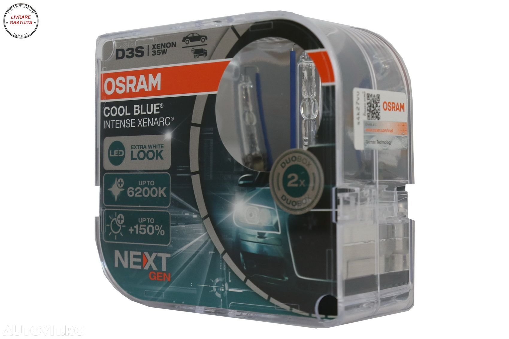 Set 2 Becuri Auto Xenon OSRAM XENARC COOL BLUE INTENSE NEXT GEN D3S HID 66340CBN-H- livrare gratuita - 2