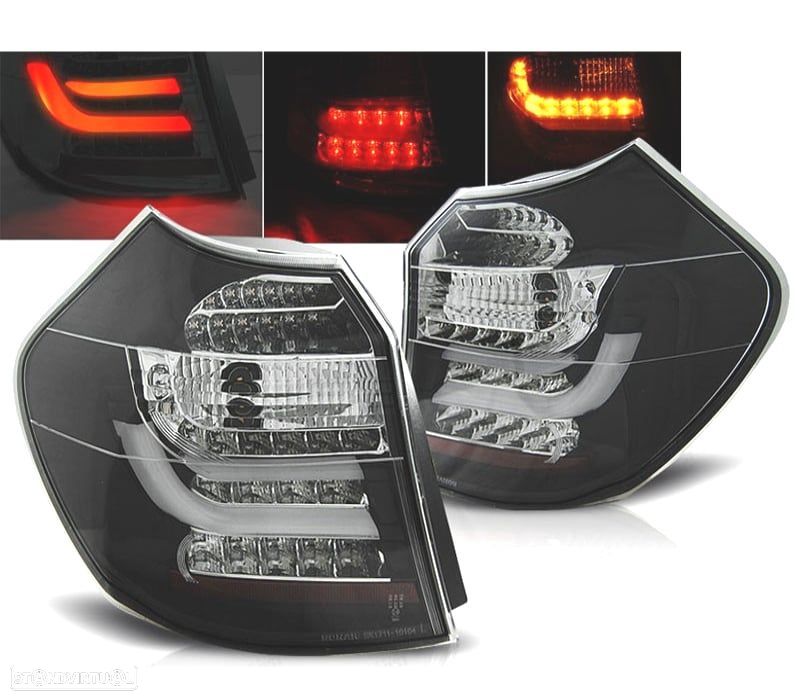 FAROLINS TRASEIROS PARA BMW SÉRIE 1 E81 E87 04-07 BLACK LED BAR - 1