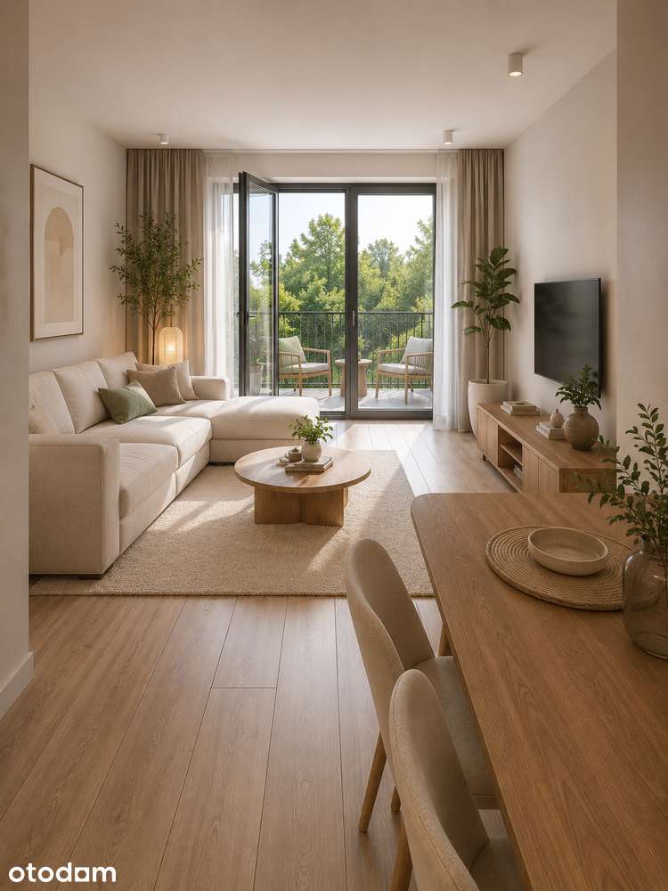 55 m² przy Parku Klecińskim | Duża strefa dzienna | Klimatyzacja