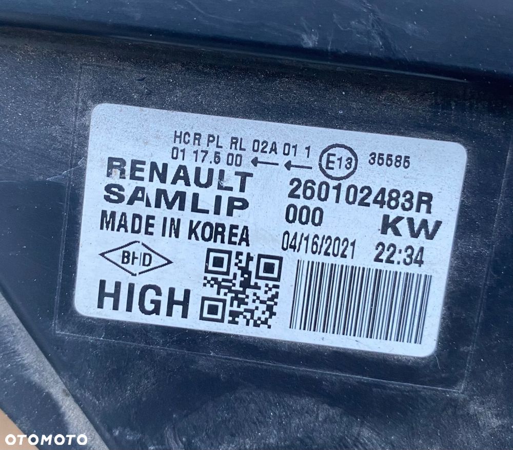 RENAULT Arkana kompletne lampy  Z DEMONTAŻU KOMPLETNE  LAMPY PRZEDNIE REFLEKTORY LAMPA PRZEDNIA LEWA prawa Reflektor LEWY prawy PRZÓD FULL LED  LEDOWY  EUROPA FULLLED lewa prawa 260602566R   260102483R Wwa - 12
