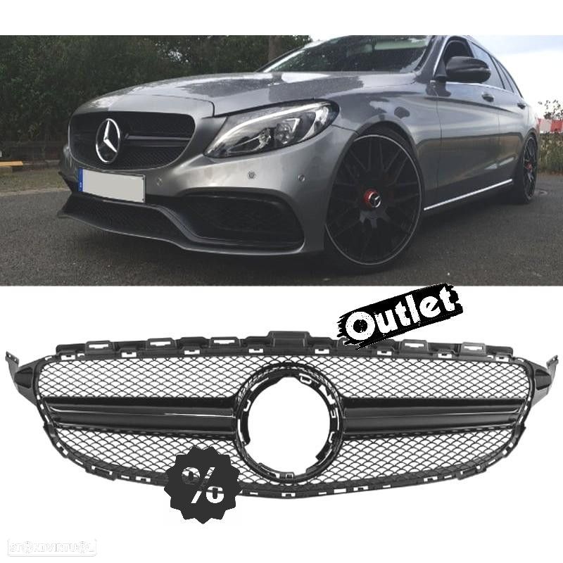 C030021C1 GRELHA FRONTAL MERCEDES W205 FACELIFT 18- LOOK AMG PRETO BRILHANTE - 1