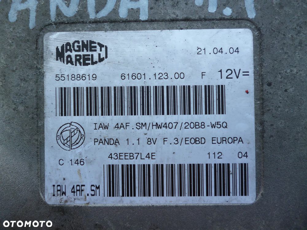 FIAT PANDA II 1.1 8V ZESTAW STARTOWY IMMO - 2