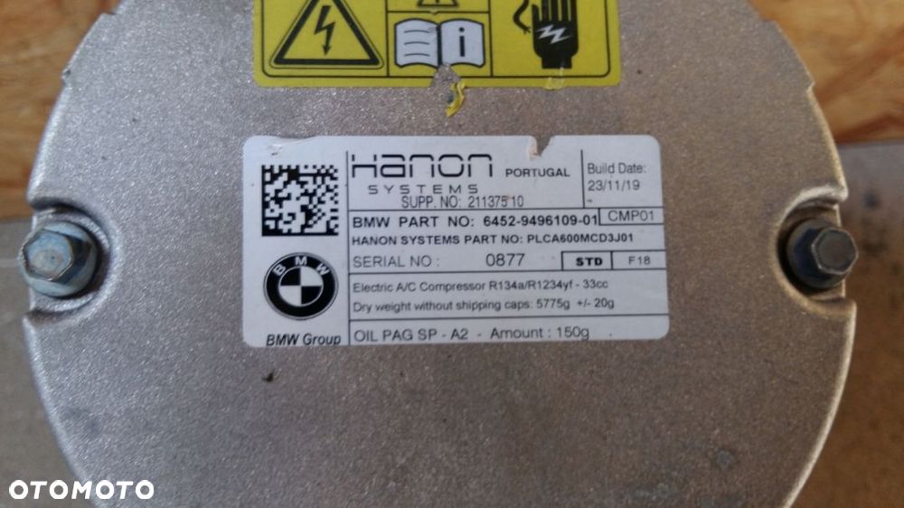SPRĘŻARKA KLIMATYZACJI BMW G30 F60 6452-9496109-01 - 4