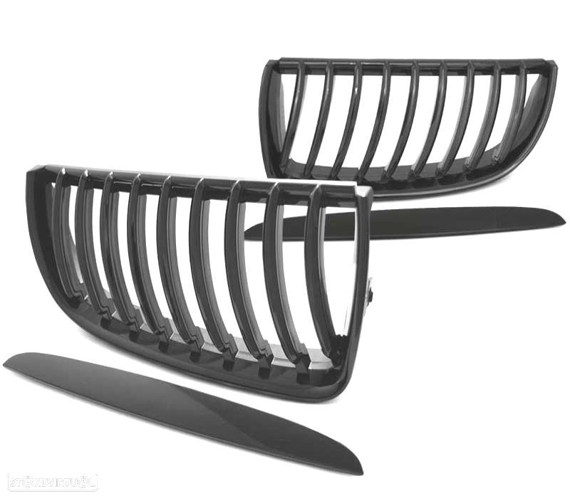 GRELHAS FRONTAIS BMW E90 E91 05-08 PRETO BRILHANTE - 4