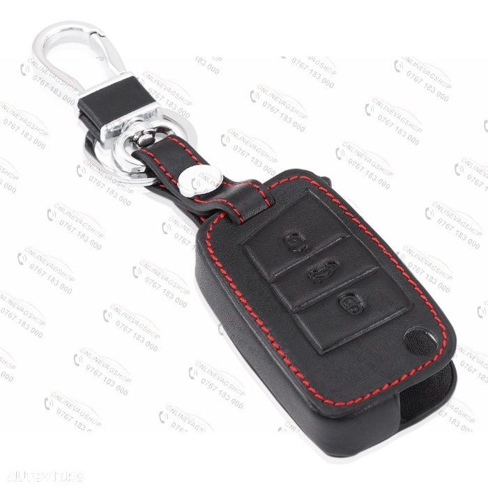 Husa piele pentru cheie Golf 7,Seat Leon, Ibiza Skoda Octavia 3 - 4