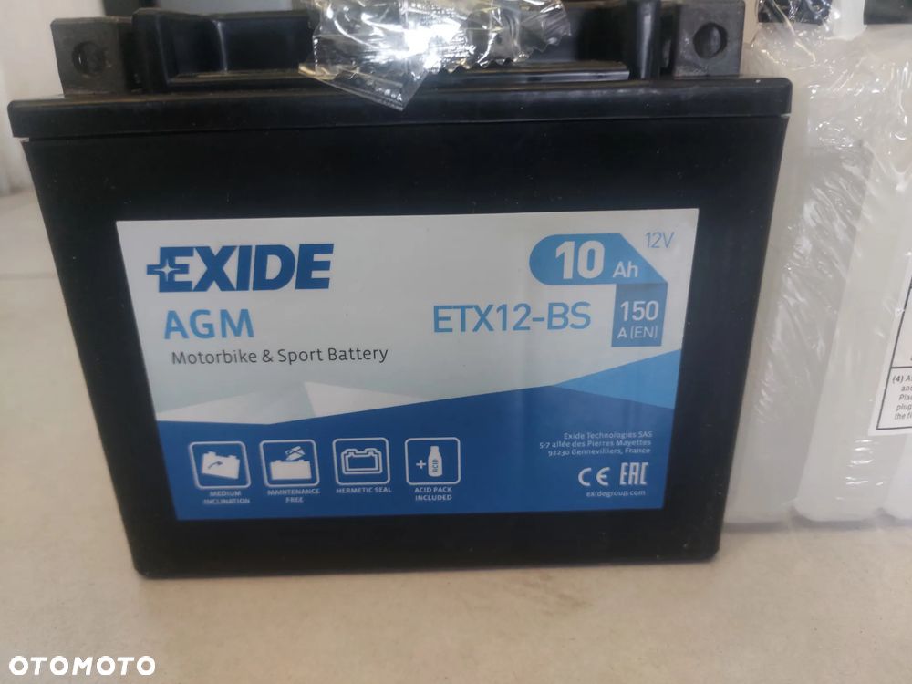 AKUMULATOR EXIDE ETX12-BS 12V 10AH 150A L+AGM MOTOCYKLE QUADY - 2