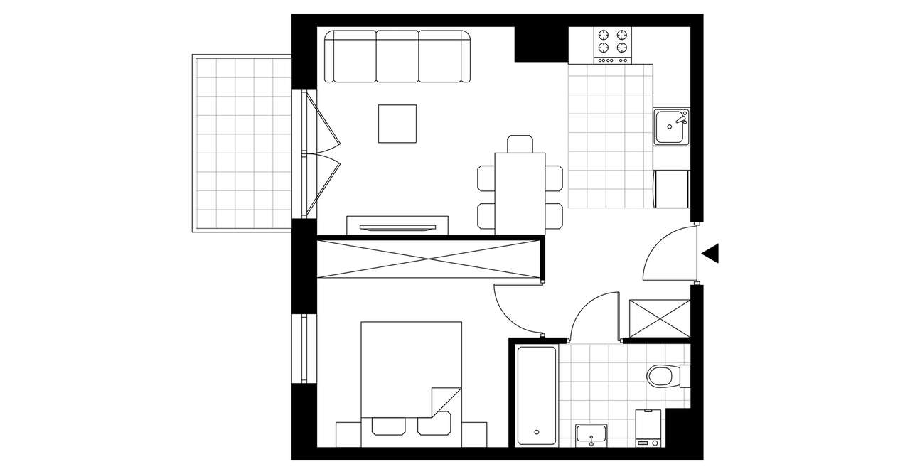 2-pokojowe mieszkanie 37m2 + balkon - Pełny obrazek: 3/12