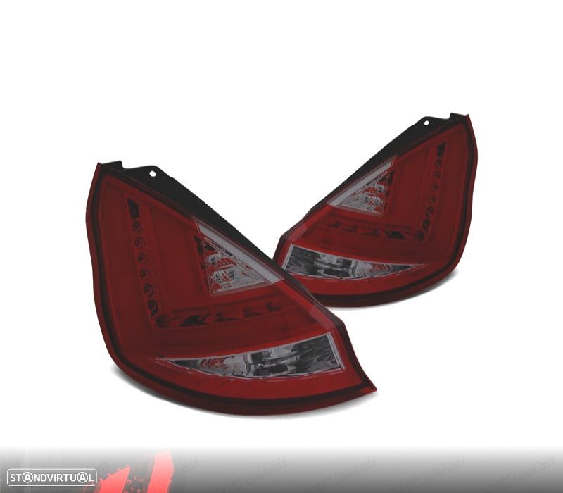 FAROLINS TRASEIROS FORD FIESTA MK7 12- LIGHT BAR VERMELHO FUMADO - 1
