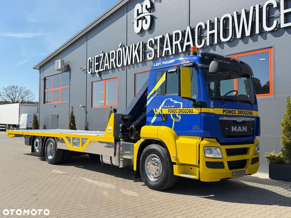 MAN TGS TGX 26.360 E5 laweta uniwersalna + Dźwig HDS HMF 1420 K2 / pomoc drogowa / kran krane dzwig hds żuraw - 9