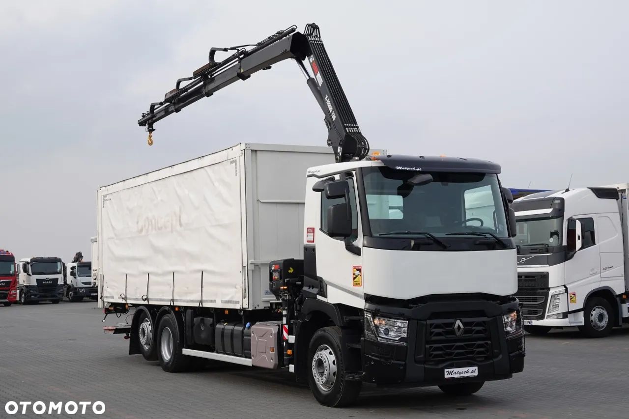 Renault C 380 / 6x2 / SKRZYNIOWY / HDS HIAB 138 B-3 WYSÓW 10,5 M / ROTATOR / STEROWANIE RADIOWE / + WINDA ZAŁADOWCZA / ZABUDOWA FIRANKA ZSUWANA / EURO 6 - 1