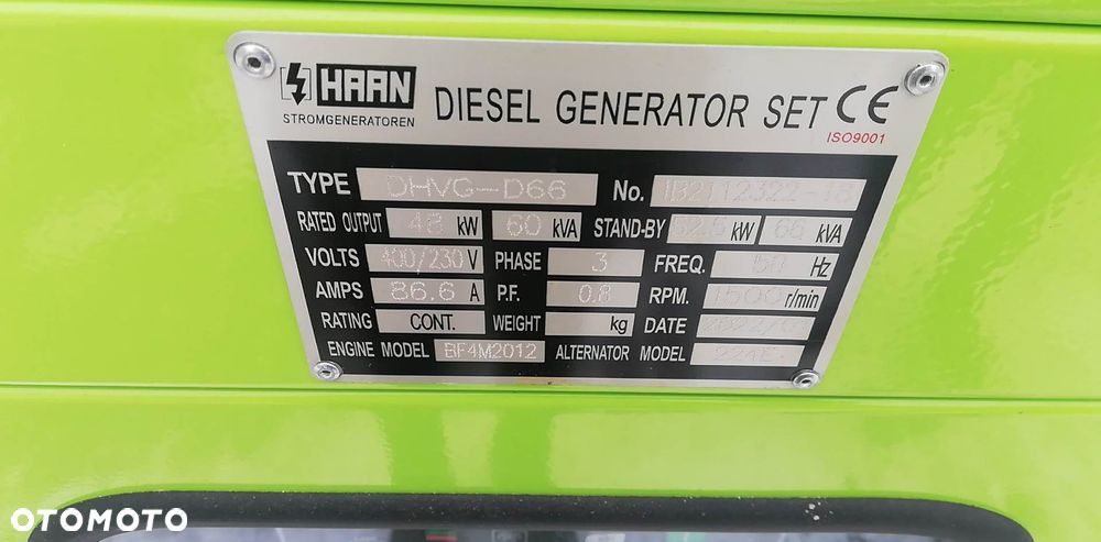 Agregat prądotwórczy  HAAN DHVG-D66 60 20 30 40 50 kW DEUTZ 67500 zł netto - 14