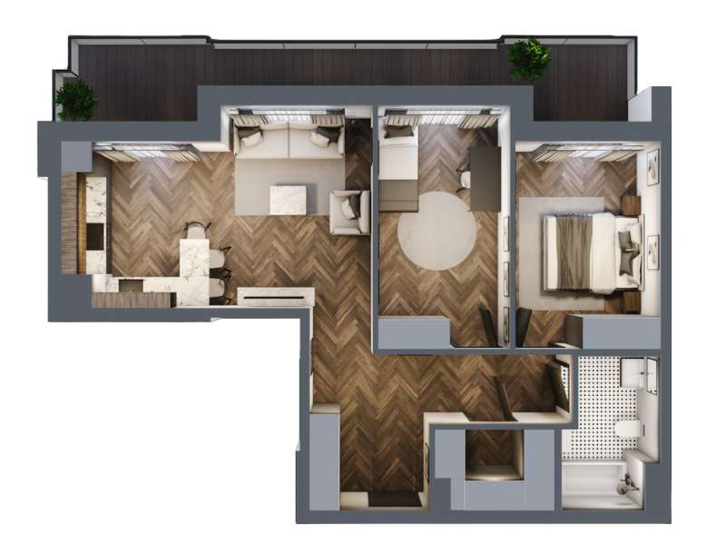 Mieszkanie, 65.96m², 3 pokoje, 6 piętro, B-KLM12-LM51, Nowe Horyzonty