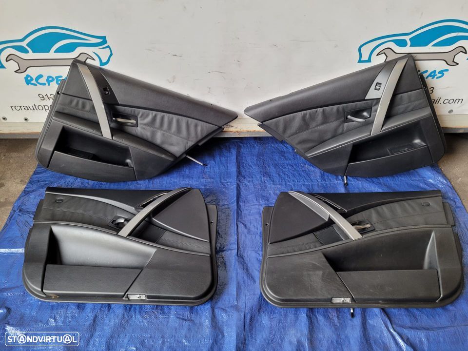 QUARTELAS TAMPOS PORTAS PELE GENUINAS PRETO ORIGINAIS BMW SERIE 5 E60 E61 PACK M - 1