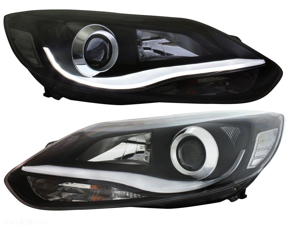 Reflektory Lampy kpl pasek Neon LED Tuning Black Ford Focus III 3 mk3 10-14 - 1