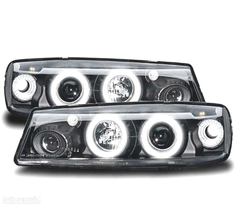 FARÓIS ANGEL EYES OPEL CALIBRA 90-98 FUNDO CROMADO - 1