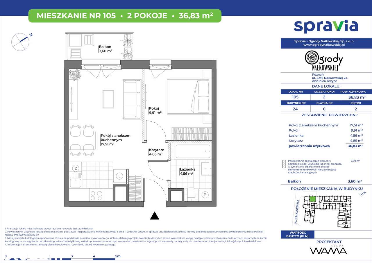 2-pokojowe mieszkanie 36m2 + balkon Bezpośrednio - Pełny obrazek: 2/7