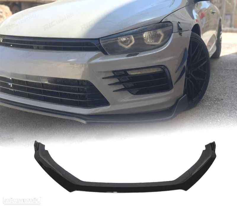 SPOILER LIP FRONTAL VW SCIROCCO R20 15- LOOK R PRETO BRILHANTE - 1