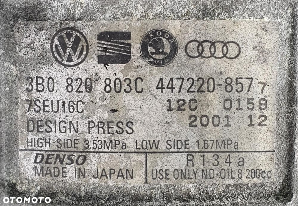 SPRĘŻARKA KLIMATYZACJI VW PASSAT B5 W8 3B0820803C - 5