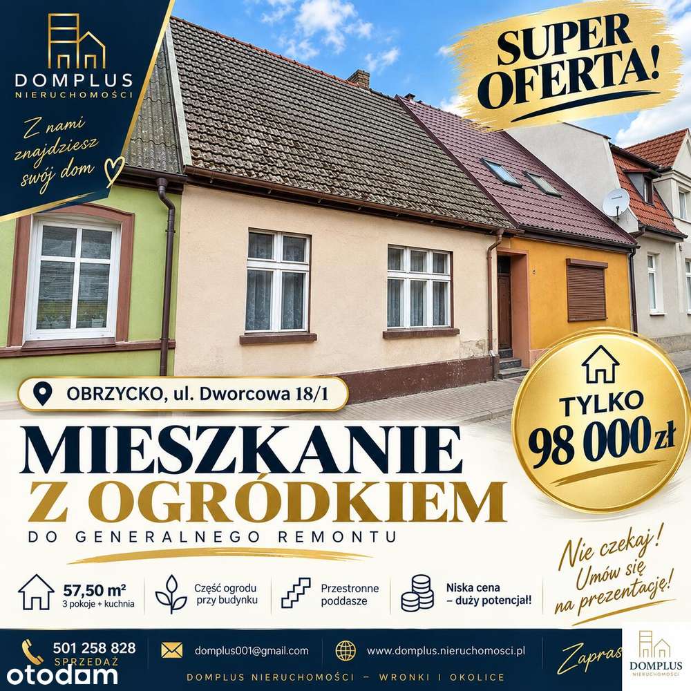 Mieszkanie na sprzedaż, 2 pokoje, 58 m², Obrzycko