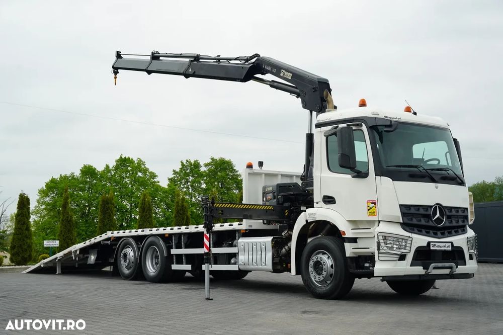 Mercedes-Benz AROCS 2533/ 6X2 / REMORCA AUTO + HIAB 188 B-2 HGV / COMANDE HIDRAULICE / TROLIU / PUNȚĂ RIDICATĂ - 2