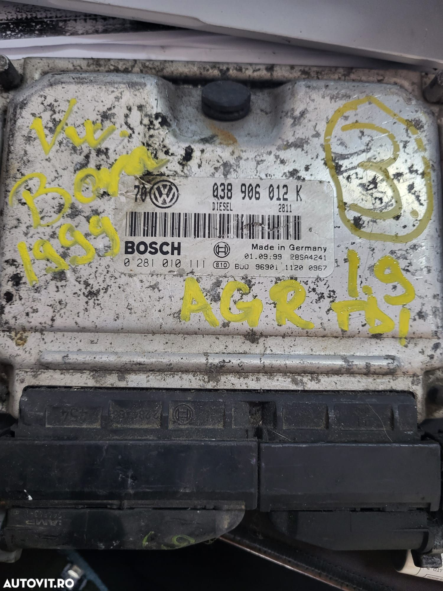 Ecu calculator motor vw golf 4 1.9 tdi AGR 0281010111 038906012K - 1